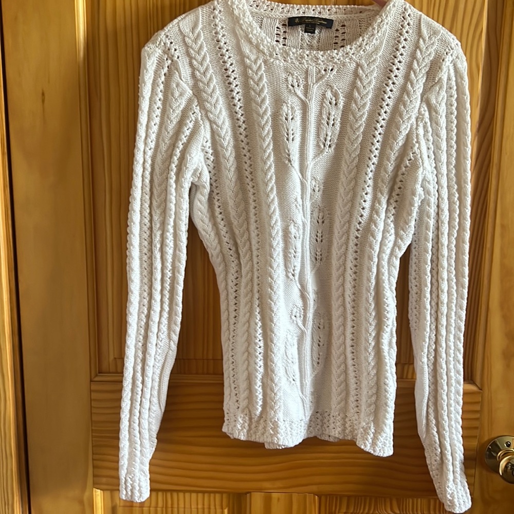 Never worn Brooks Brothers white cotton cable design sweater